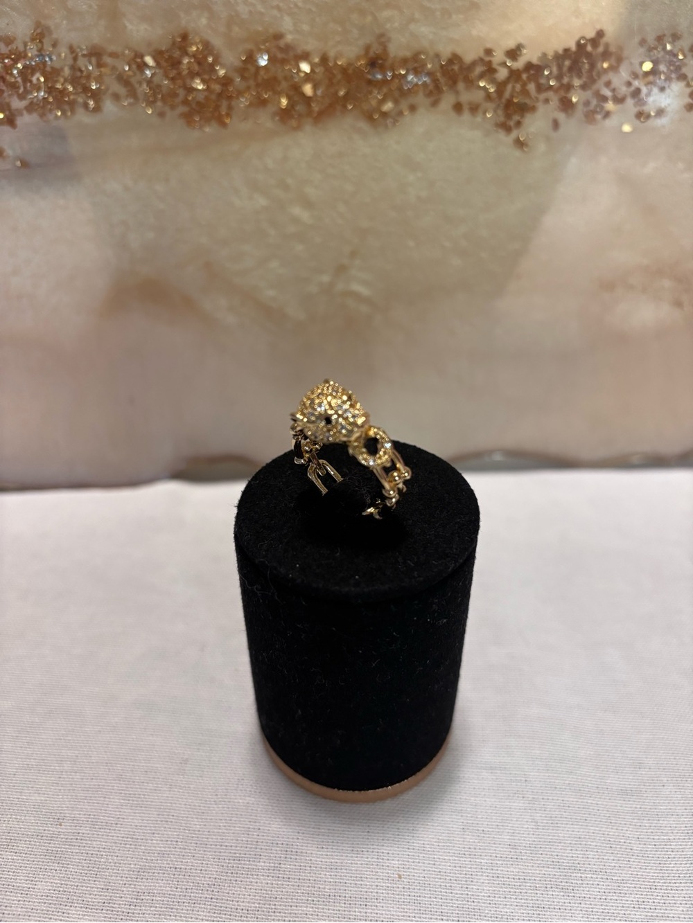 Gold Crystal Panther Ring - Size 6